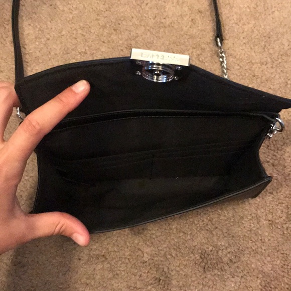 Faux Leather Black Studded Chain Strap Clutch - Picture 2 of 4